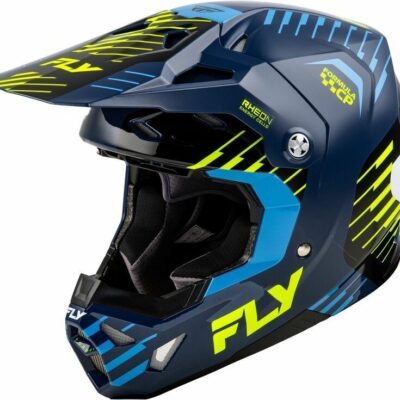 CASQUE CROSS FLY RACING FORMULA CP SLICE NAVY/HI-VIS/BLANC