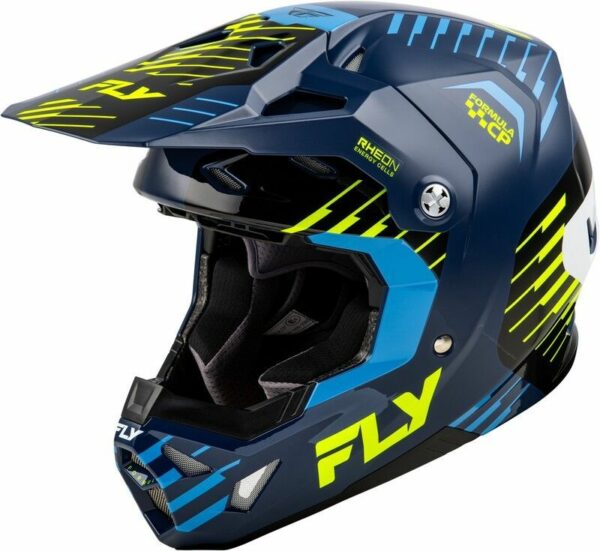 CASQUE CROSS FLY RACING FORMULA CP SLICE NAVY/HI-VIS/BLANC