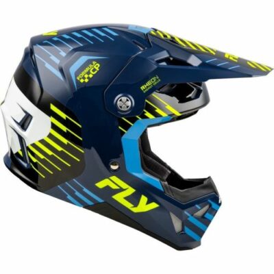 CASQUE CROSS FLY RACING  FORMULA CP SLICE NAVY/HI-VIS/BLANC