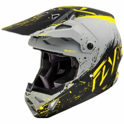 CASQUE CROSS FLY RACING FORMULA CP MANIC MATTE GRIS/NOIR/JAUNE