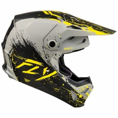 CASQUE CROSS FLY RACING FORMULA CP MANIC MATTE GRIS/NOIR/JAUNE