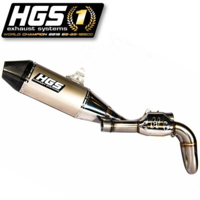 Découvrez la ligne complète en aluminium avec embout carbone HGS pour Honda CRF 450 (2017-2020). Performance et style, disponible sur mtc60.fr