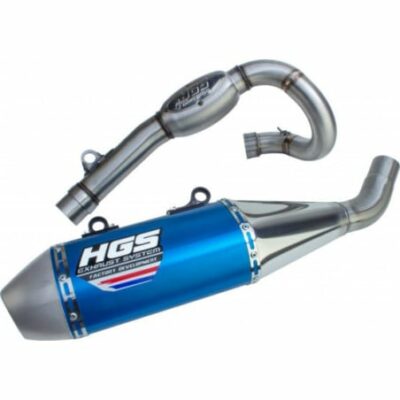 Découvrez la ligne complète en aluminium bleu HGS pour Kawasaki KX-F 250 (2017-2023) sur mtc60.fr. Performance et style au rendez-vous !