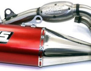 Découvrez la ligne complète en aluminium rouge avec embout carbone HGS pour KTM 250 SXF, Husqvarna 250 FC et GasGas 250 MCF. Disponible sur mtc60.fr.